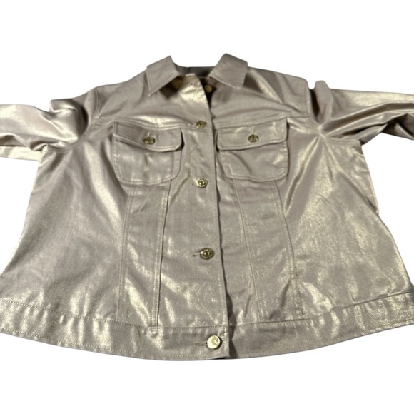 Lauren Jeans Co Ralph Lauren Metallic Gold Jean Style Jacket Women’s 1X - Picture 8 of 8